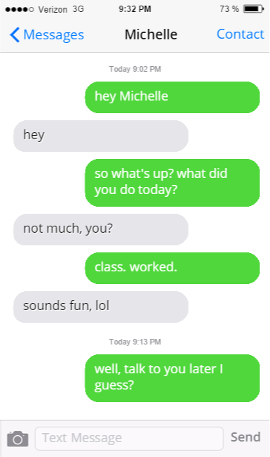 Couple text conversation screenshot