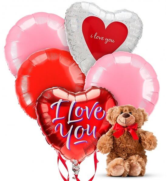 Love & Romance Balloons & Bear