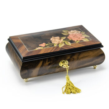 Elegant 'A Rose in Transition: from bud to bloom' 18 Note Musical Jewelry Box